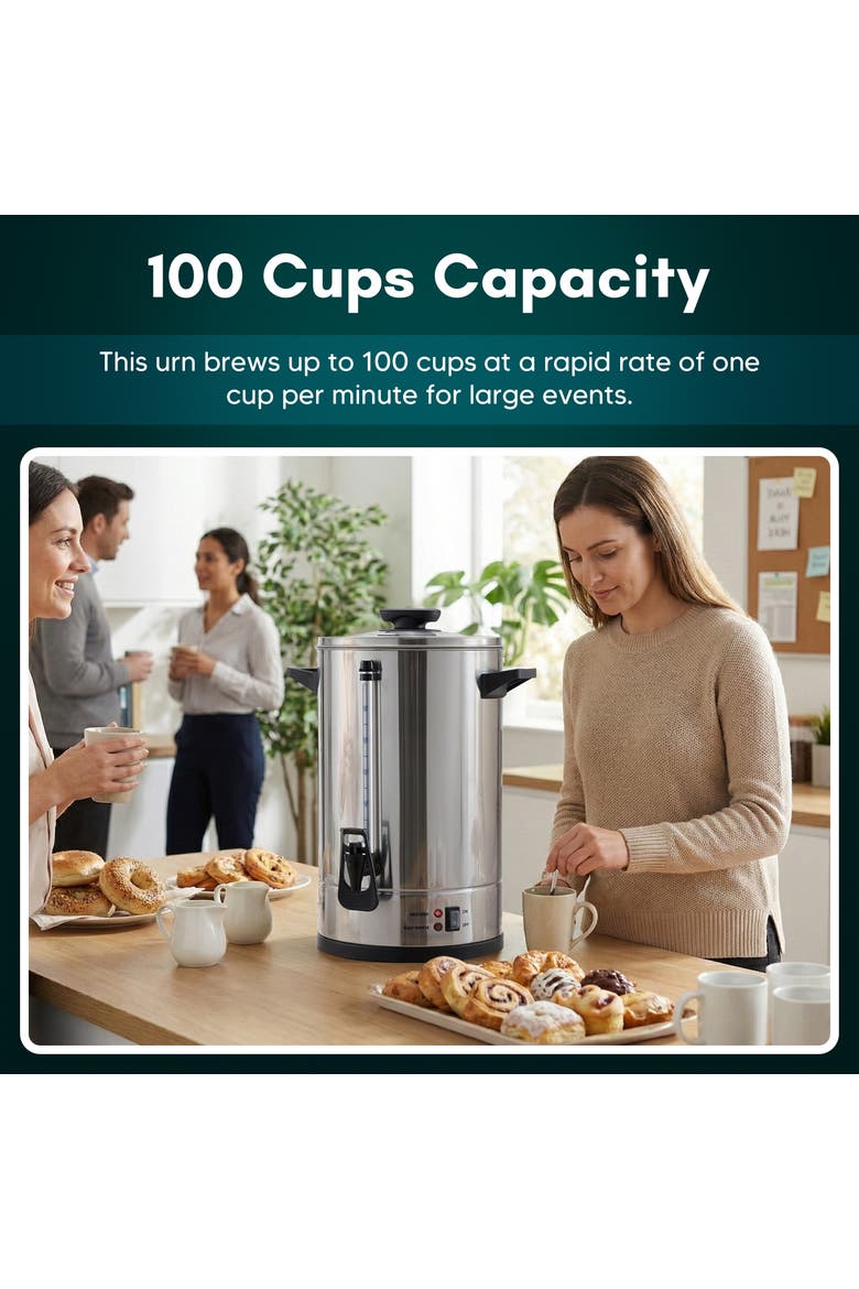 100-Cup Stainless Steel Coffee Brewer, Alternate, color, Metallic Silver