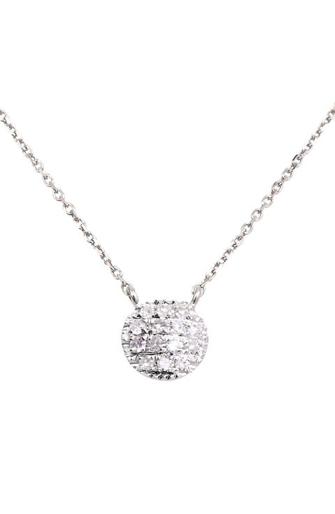 Lauren Joy Diamond Disc Pendant Necklace