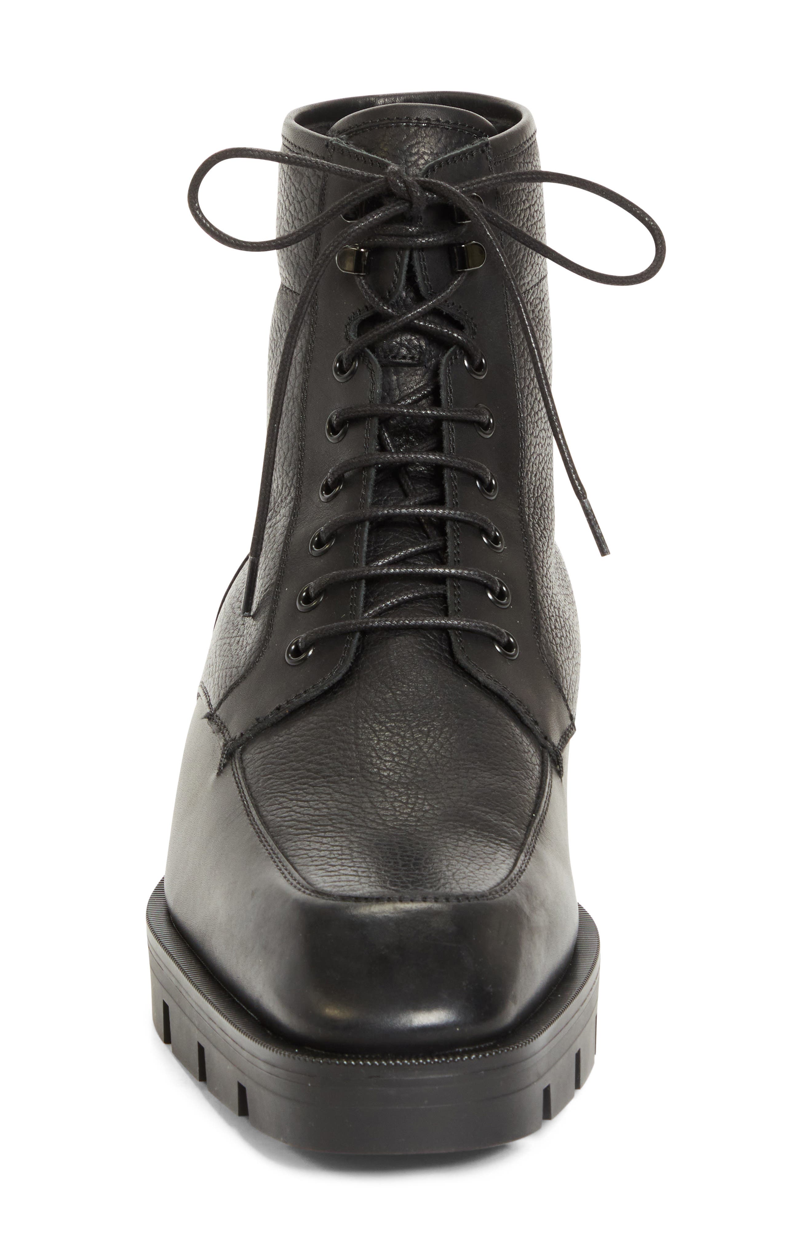 Christian Louboutin Caracolo Lion Leather Boot, Alternate, color, Black