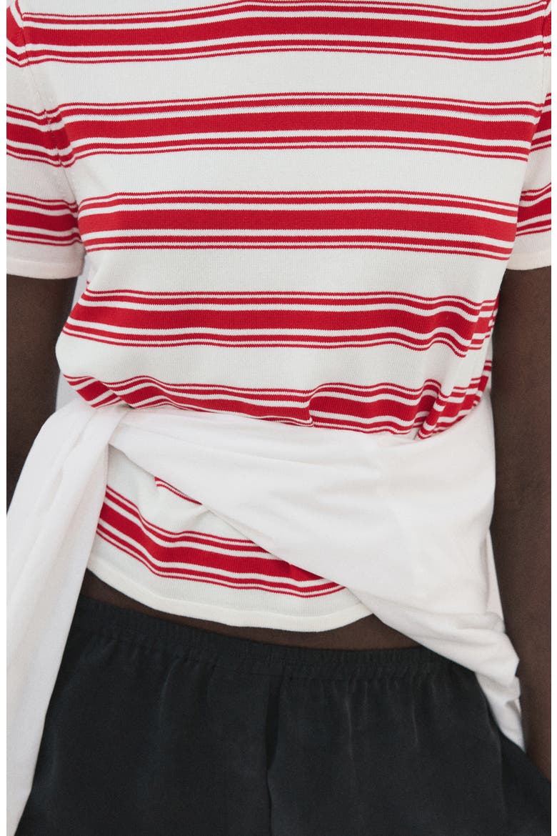 Stripe Short Sleeve Sweater, Alternate, color, RED