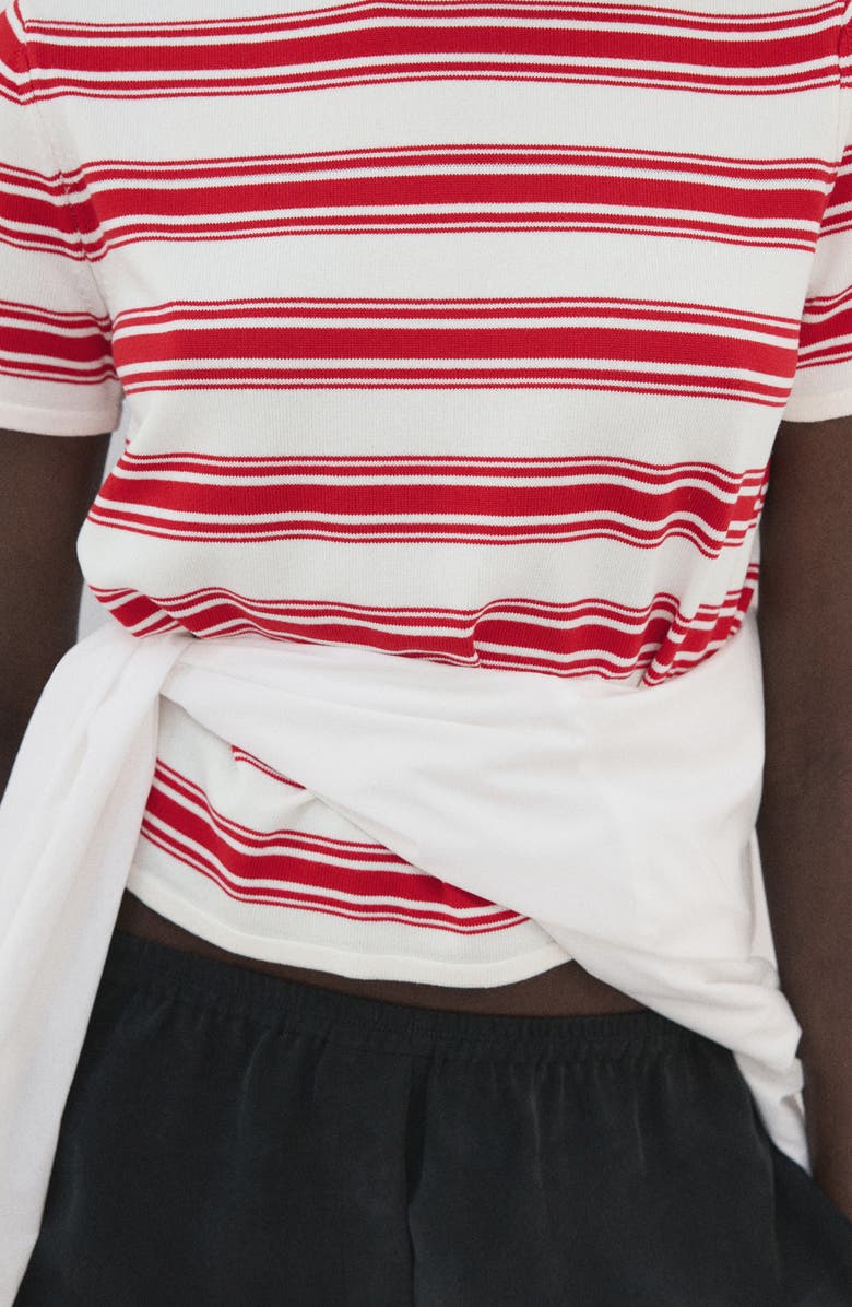 MANGO Stripe Short Sleeve Sweater, Alternate, color, 