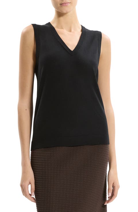V-Neck Slim Fit Wool Tank