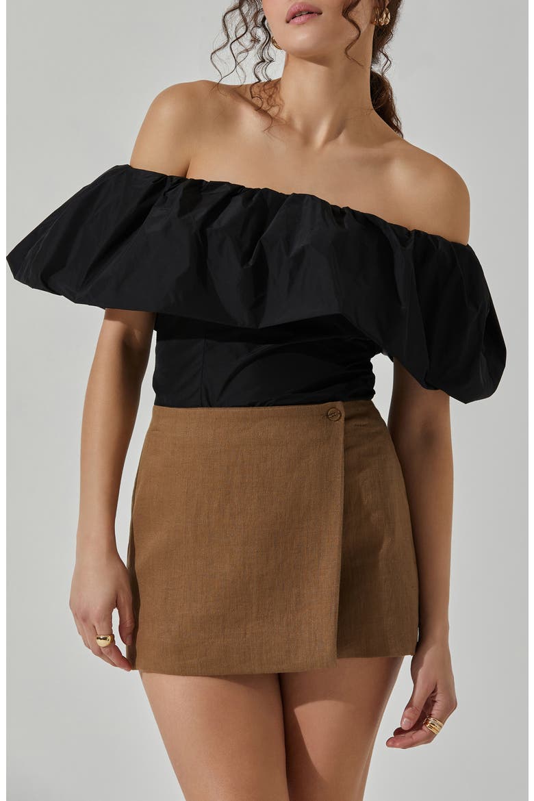 Ruffle Off the Shoulder Top, Main, color, BLACK