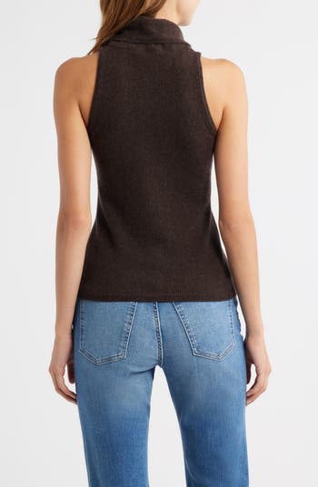 Marcy Sleeveless Cashmere Turtleneck Sweater