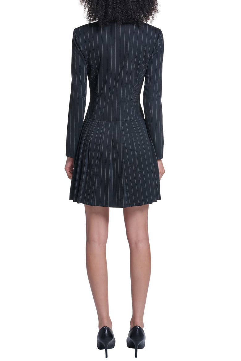Pinstripe Long Sleeve Blazer Minidress, Alternate, color, BLACK/ SOFT WHITE