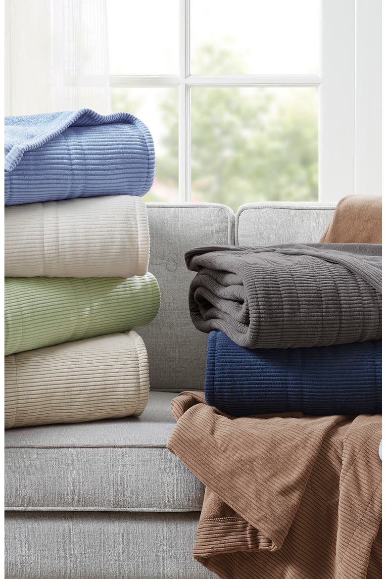 Electric Micro Fleece Heated Blanket, Alternate, color, BLUE