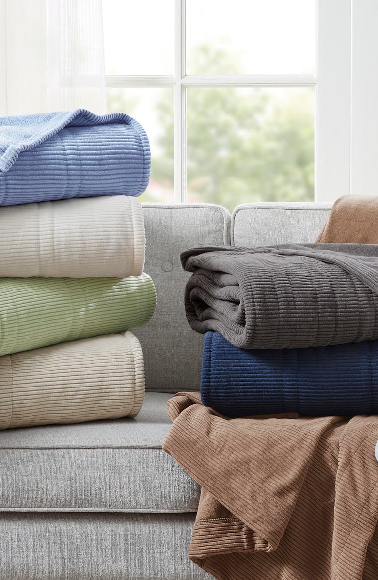 BEAUTYREST Electric Micro Fleece Heated Blanket, Alternate, color, Blue