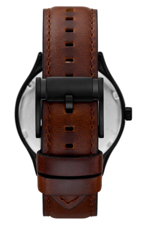 Fossil Fenmore Multifunction Leather Strap Watch, 44mm In Black