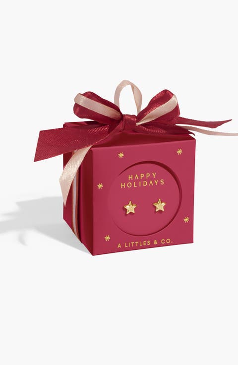 'Happy Holidays' Earring Bauble in Gold-Tone Plating