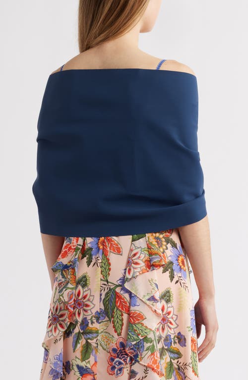 Shop Chiara Boni La Petite Robe Eva Tie Front Shawl In Arctic Blue