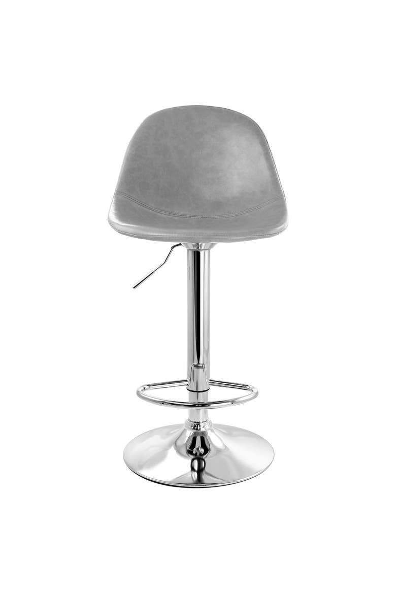 2 Piece Adjustable Faux Leather Bucket Bar Stools, Alternate, color, Gray