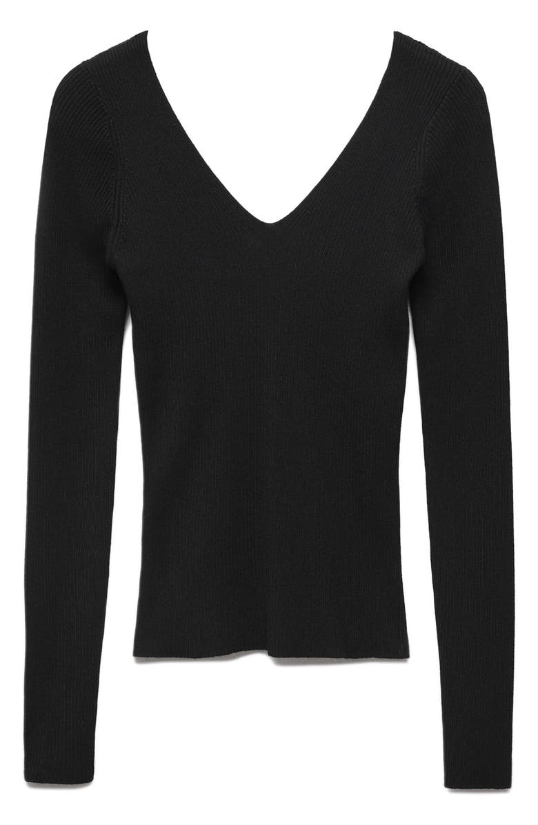 MANGO V-Neck Rib Crop Sweater, Alternate, color, 
