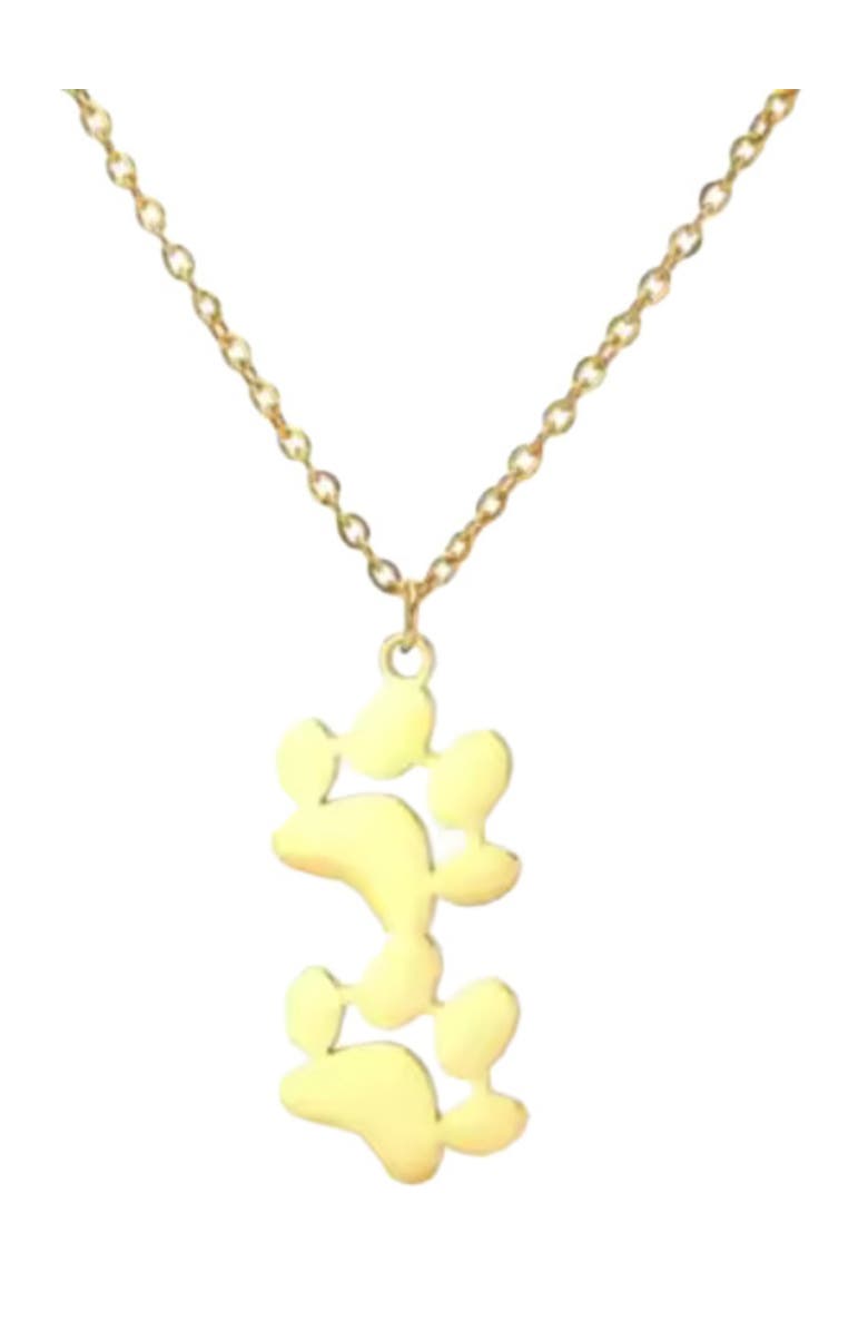 Hollywood Sensation EverPaw Double Paw Print Gold Plated Necklace, Main, color, Gold