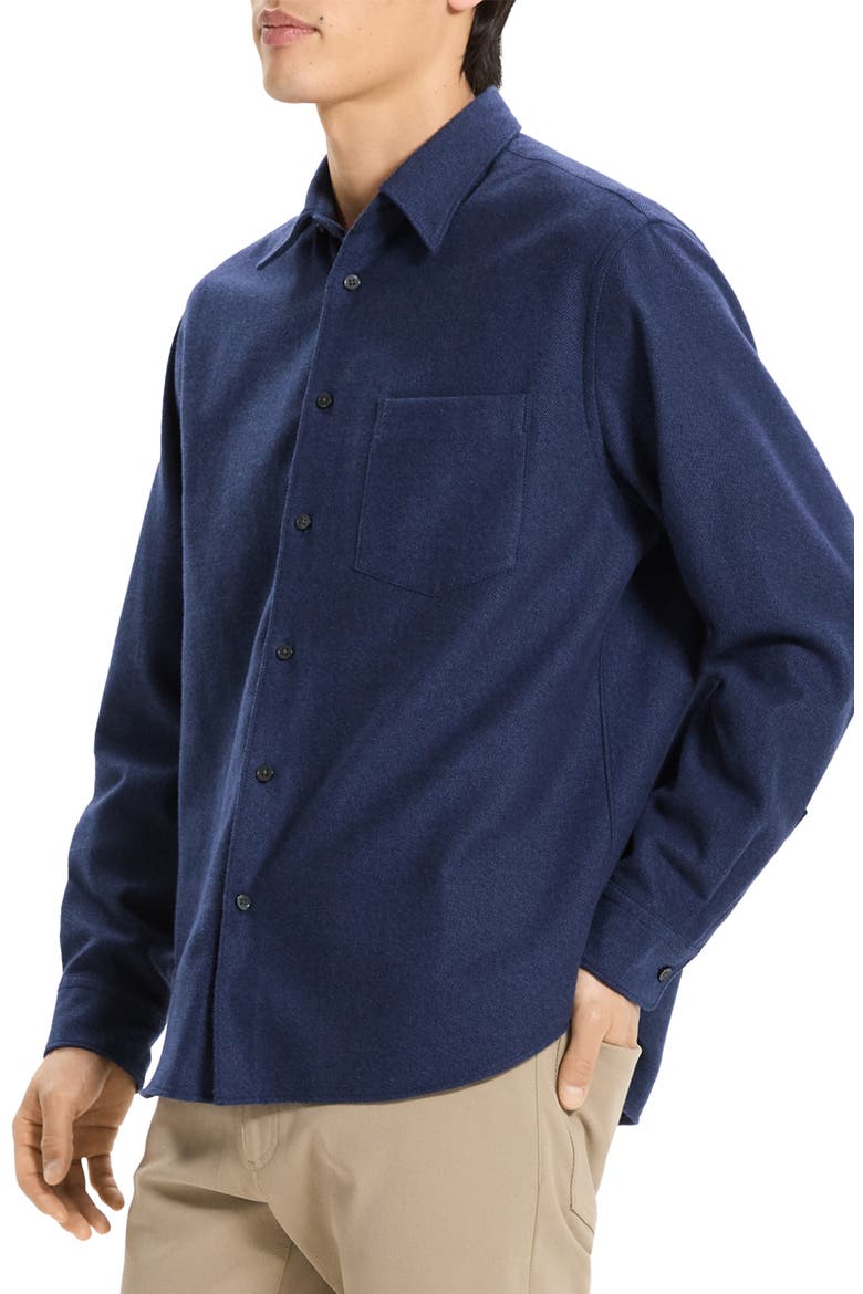 Weekend Brushed Cotton Twill Button-Up Shirt, Alternate, color, NAVY MULTI