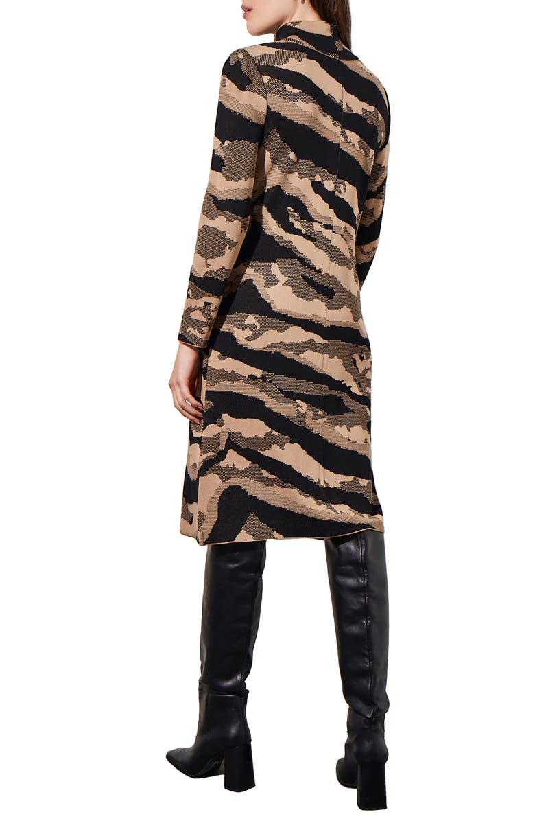 Ming Wang Animal Jacquard Long Sleeve Sweater Dress, Alternate, color, Dk Champ/Blk