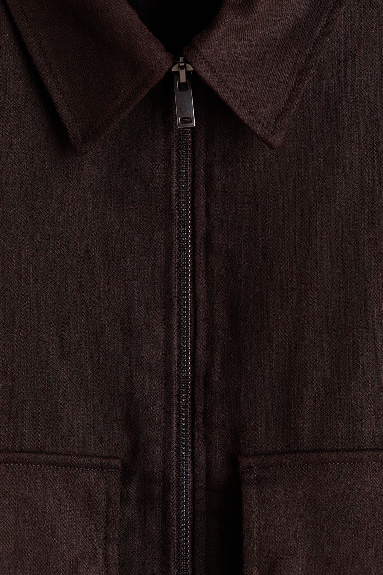 Linen-blend Overshirt With Zipper, Alternate, color, Dark brown