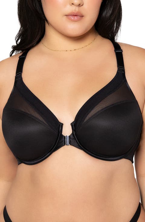 Sheer Mesh Front Clasp Racerback Underwire Bra