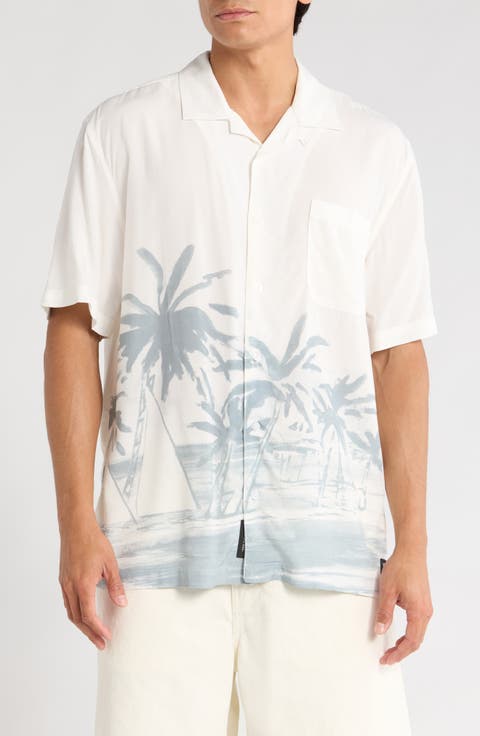 Creswell Palm Tree Print Camp Shirt
