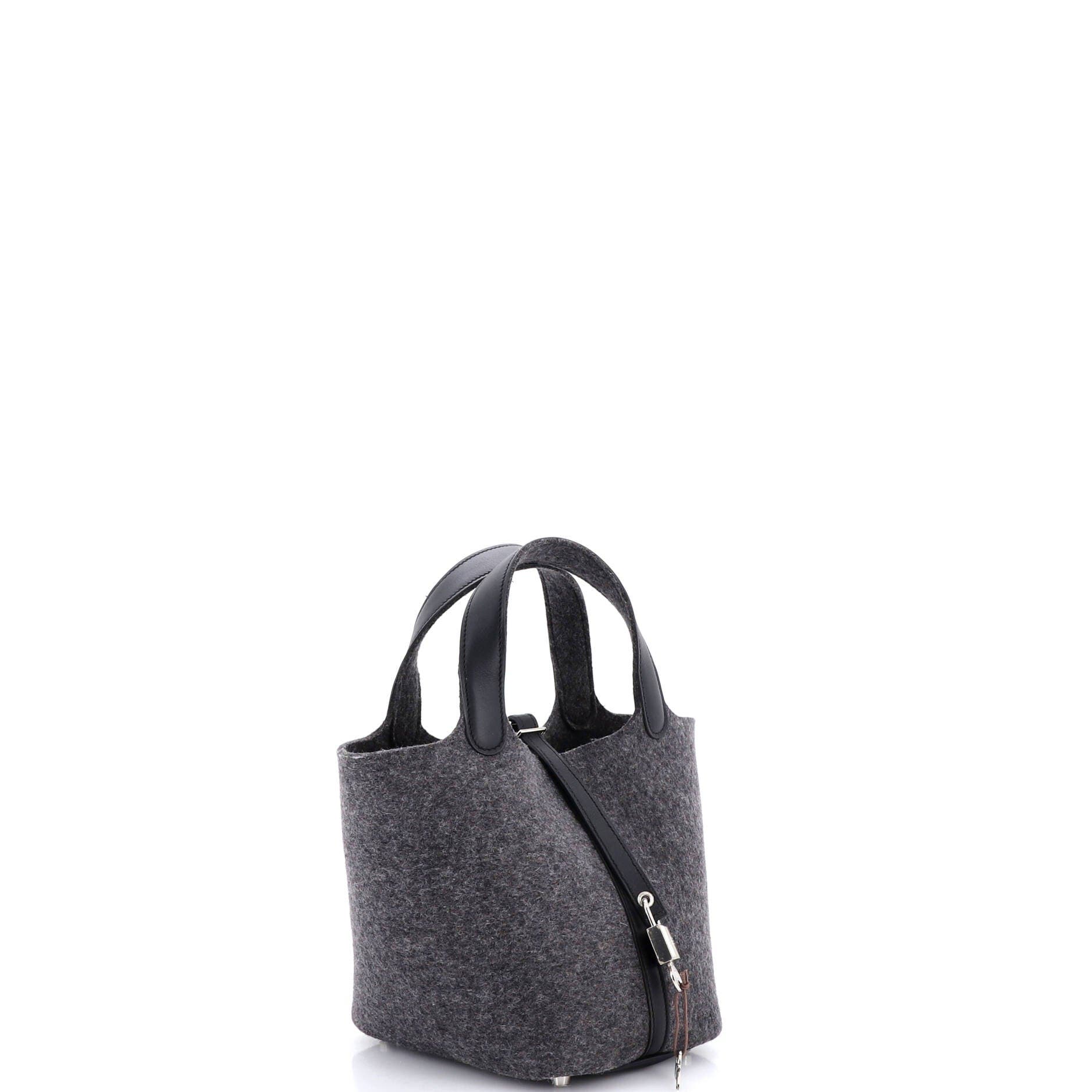 Pre-Owned Hermes Picotin Lock Bag Felt with Leather PM, Alternate, color, Gris Moyen