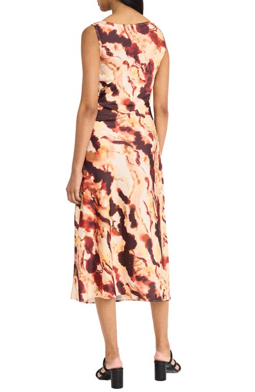 Donna Morgan For Maggy Cowl Neck Sleeveless A-line Midi Dress In Brown