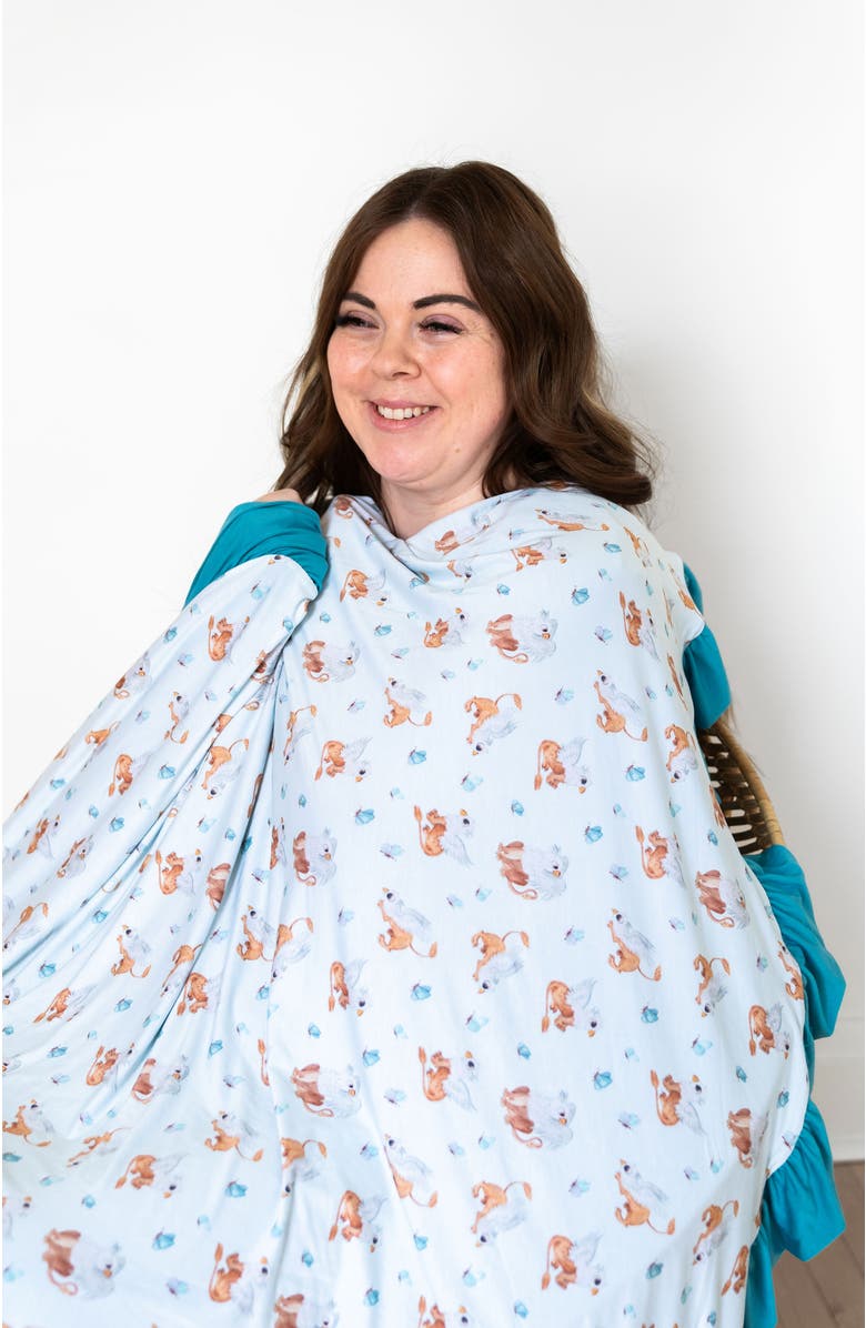 Laree + Co Griffin Butterflies Ruffle Toddler Blanket, Alternate, color, Blue