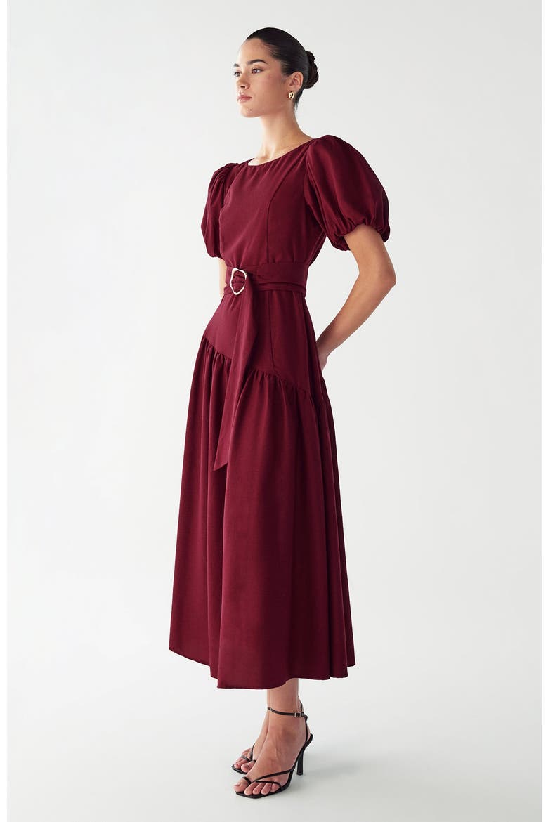 Elona Midi Dress, Alternate, color, Burgundy