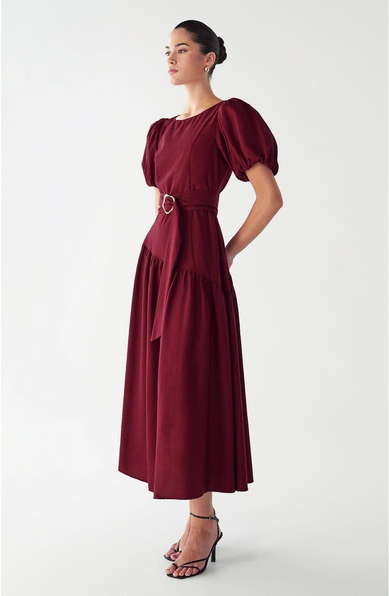 WILLA Elona Midi Dress, Alternate, color, Burgundy