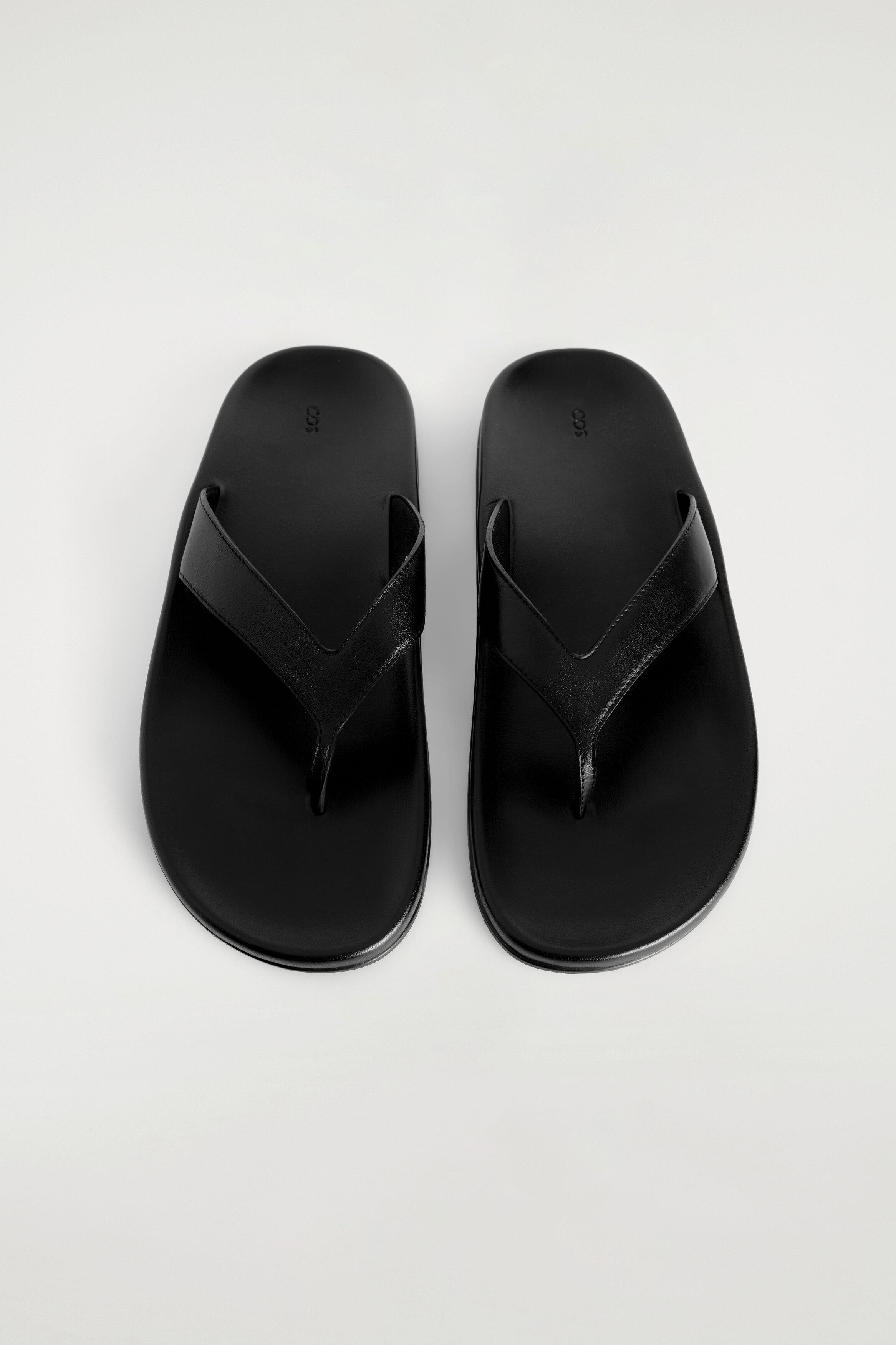 Sculpted Leather Flip Flops, Alternate, color, BLACK