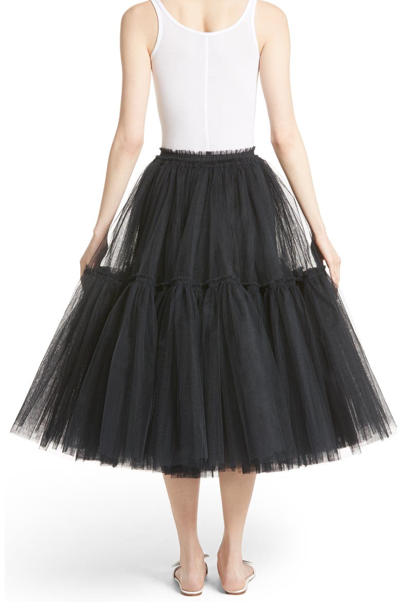 Gathered Tulle Skirt (Nordstrom Exclusive), Alternate, color, BLACK