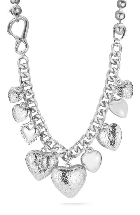 Heart Charm Curb Chain Necklace