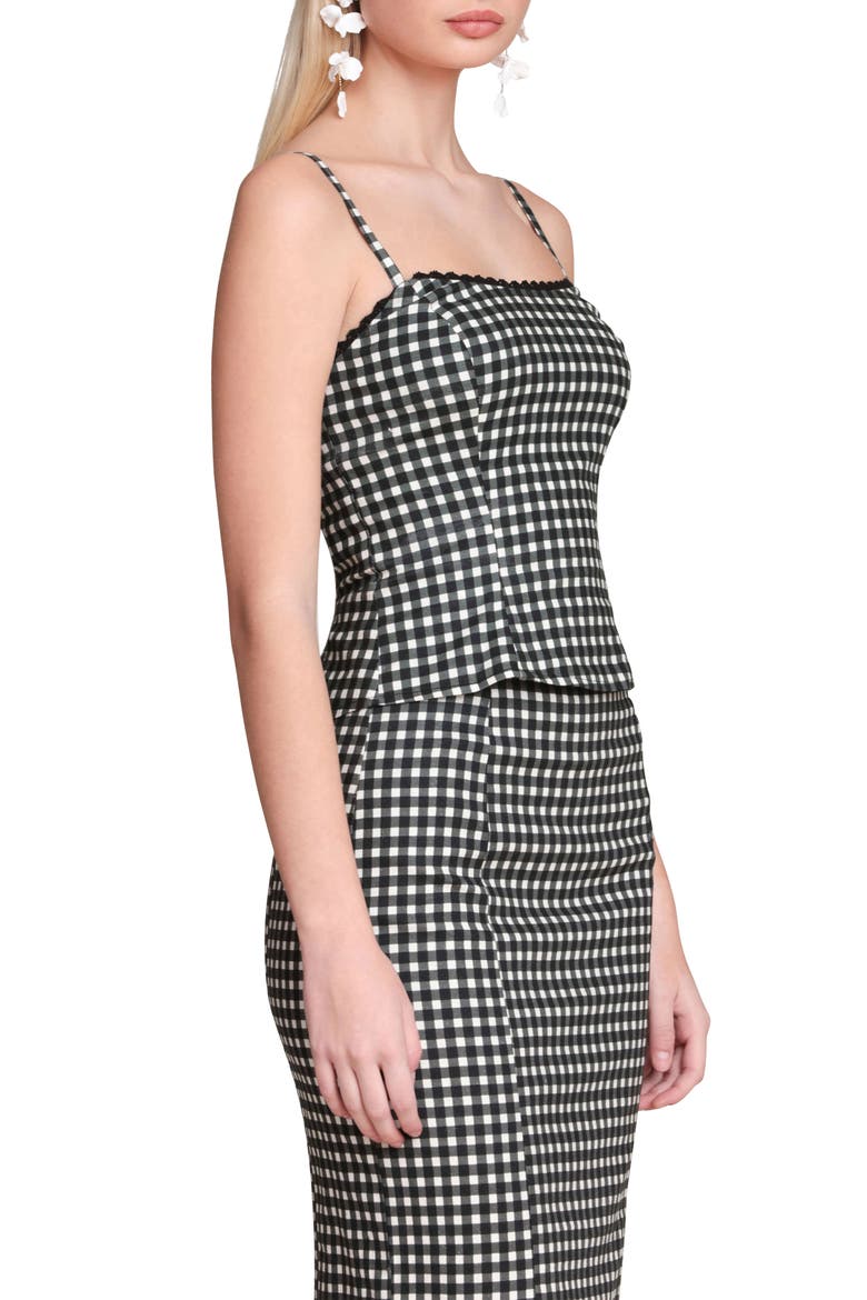 Peplum Camisole, Alternate, color, BLACK/ CREAM GINGHAM