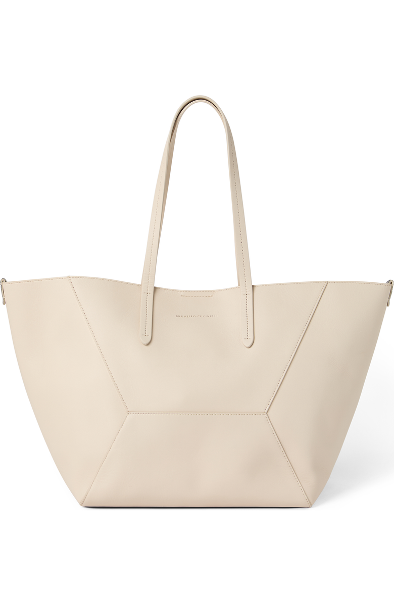 Brunello Cucinelli Calfskin BC Duo bag, Main, color, Ivory