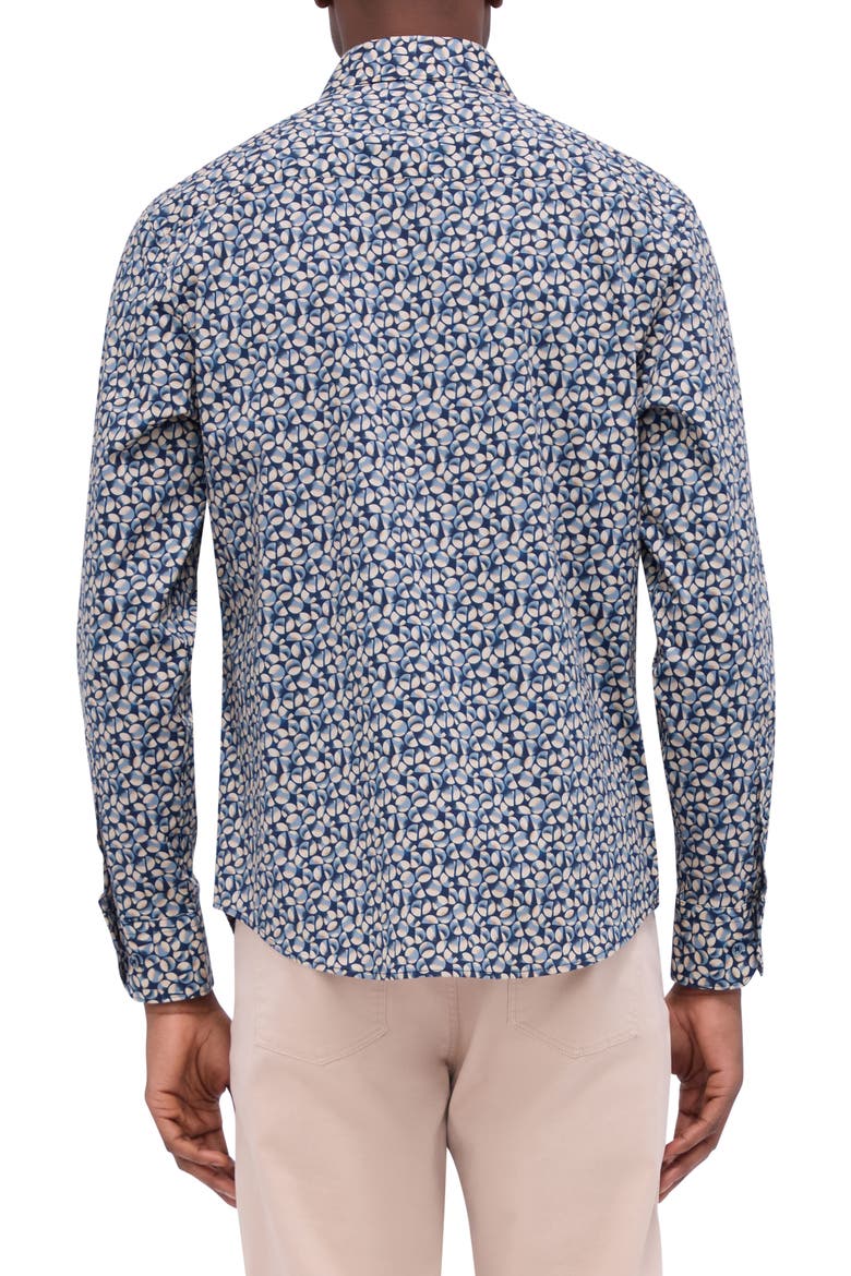 Axel Shaped Fit Stretch Cotton Button-Up Shirt, Alternate, color, NAVY