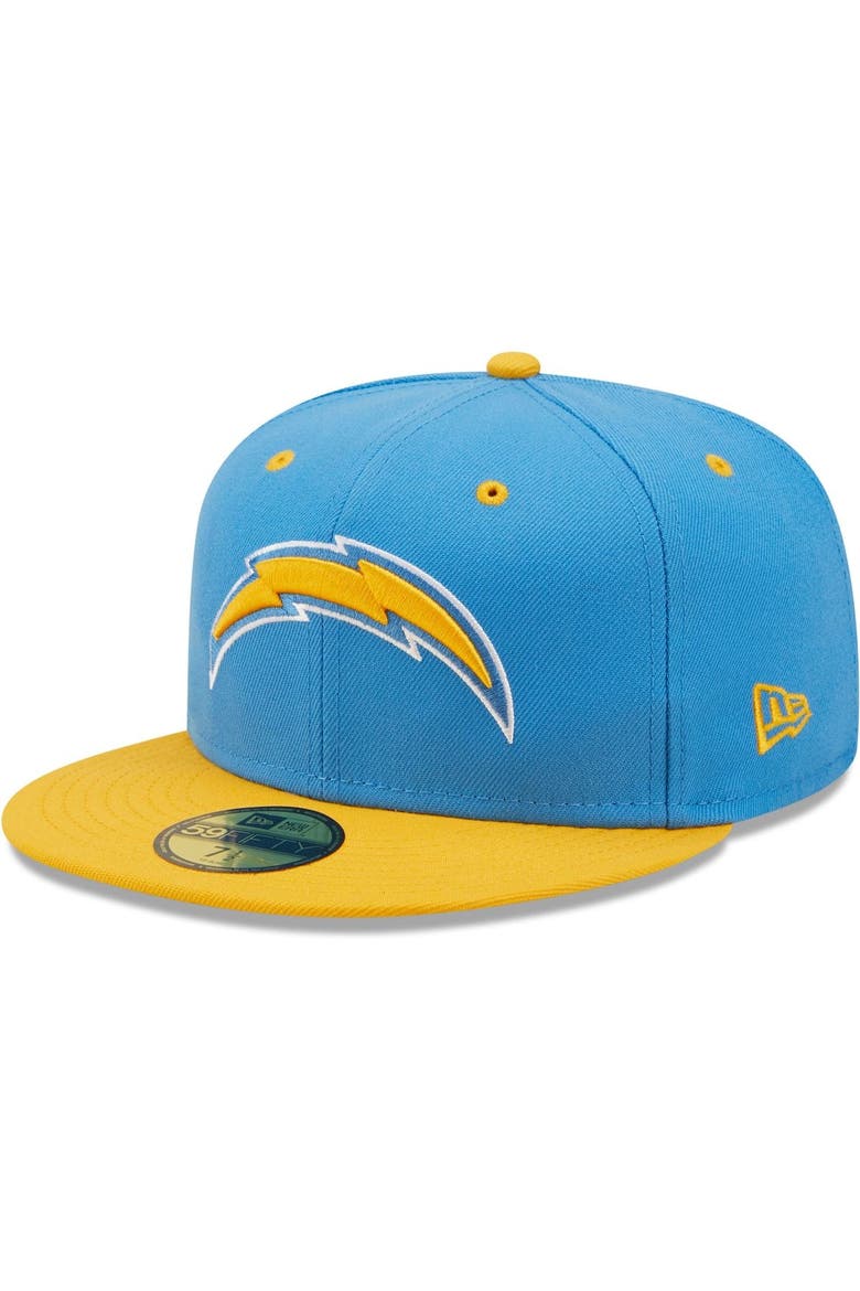 Men's New Era Powder Blue/Gold Los Angeles Chargers Flipside 59FIFTY Fitted Hat, Main, color, Blue