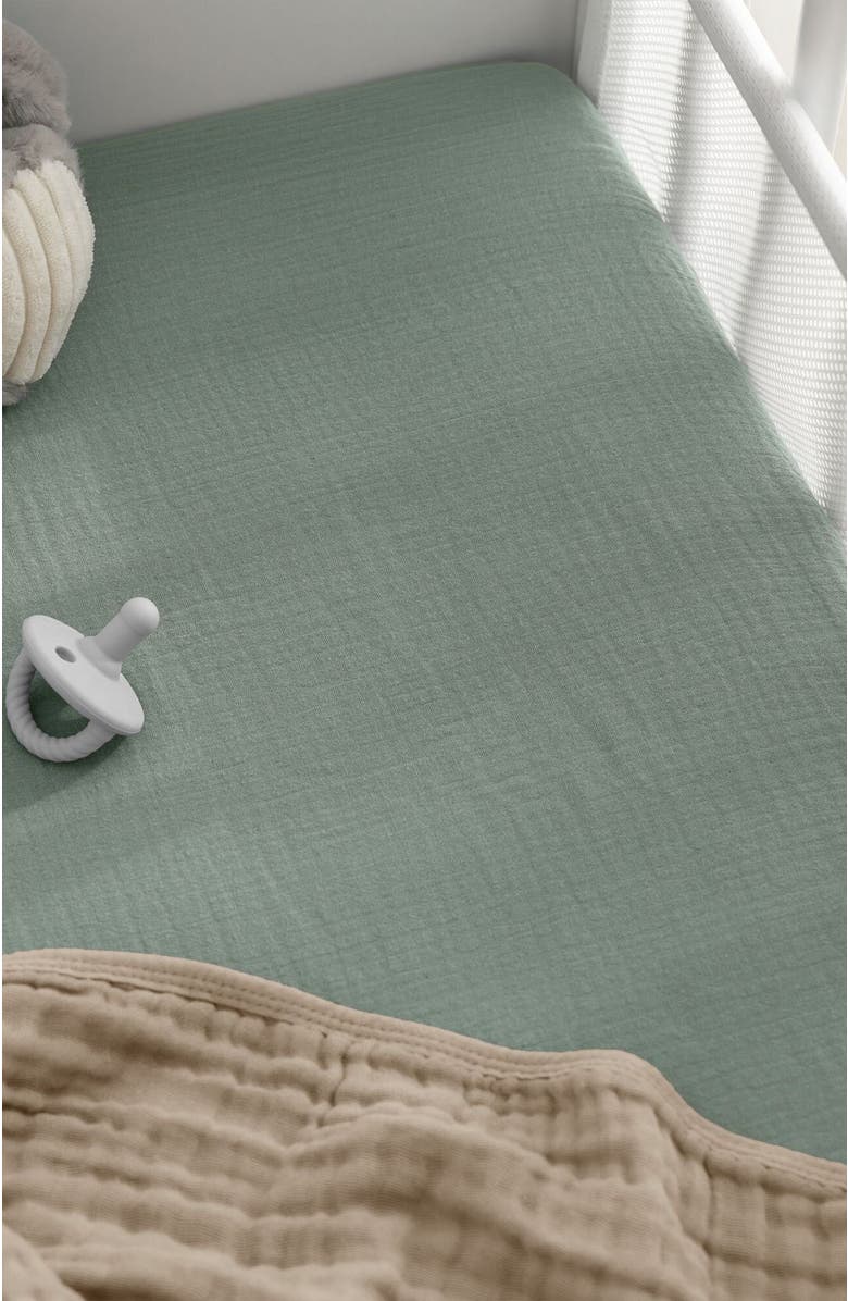 Comfy Cubs Muslin Fitted Bassinet Crib Sheet, Alternate, color, Fern