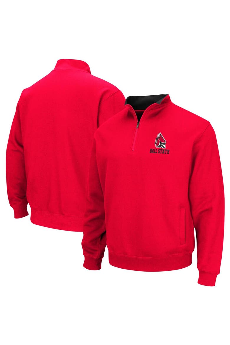 Men's Colosseum Cardinal Ball State Cardinals Tortugas Logo Quarter-Zip Jacket, Main, color, Cardinal