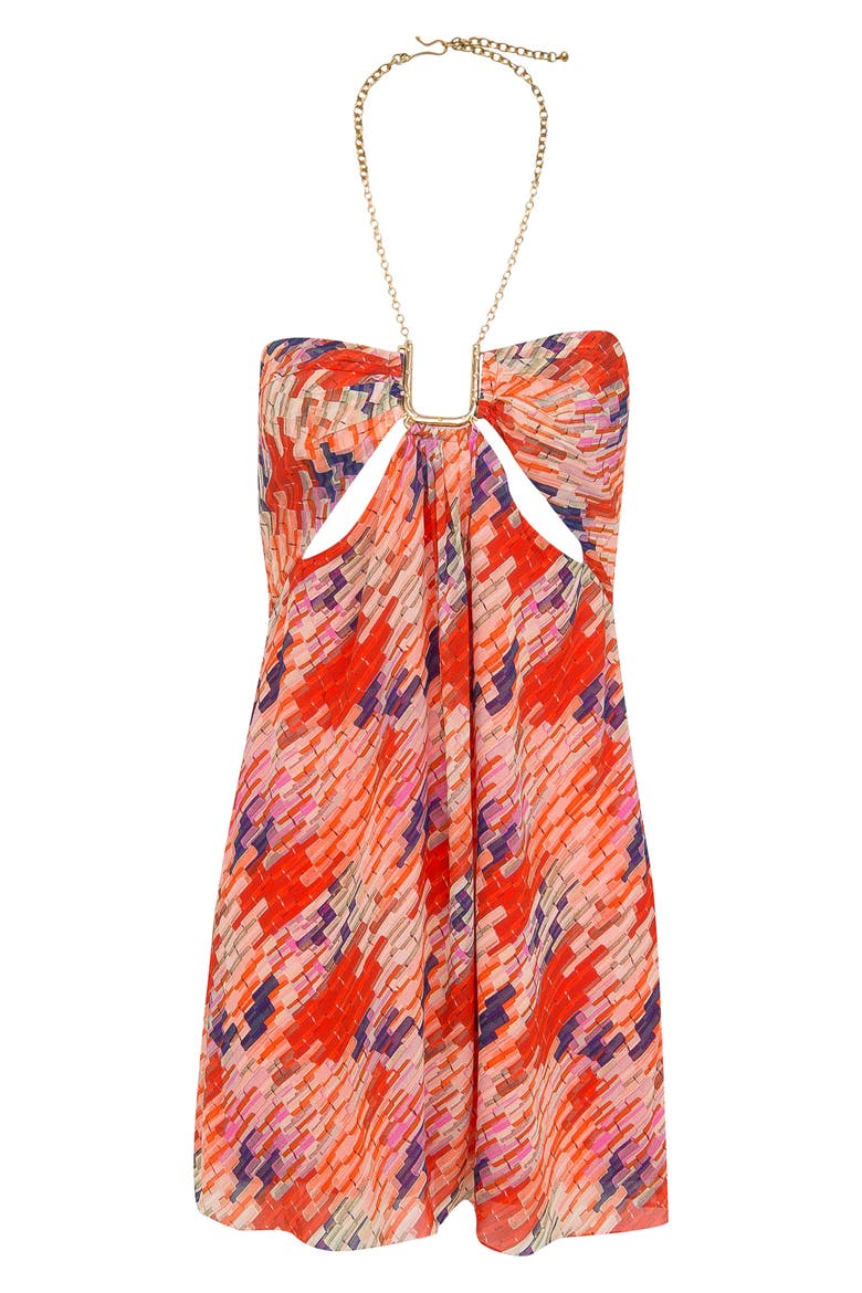 Pixie Maureen Halter Cover-Up Dress, Alternate, color, RED MULTI