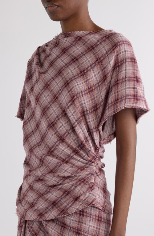 Isabel Marant Étoile Neyala Plaid Short Sleeve Cotton Top In Pink