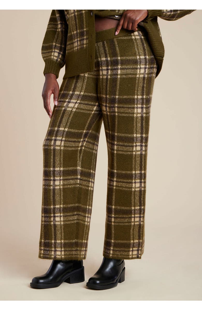 ELOQUII Sweater Intarsia Pant, Alternate, color, Twill Plaid