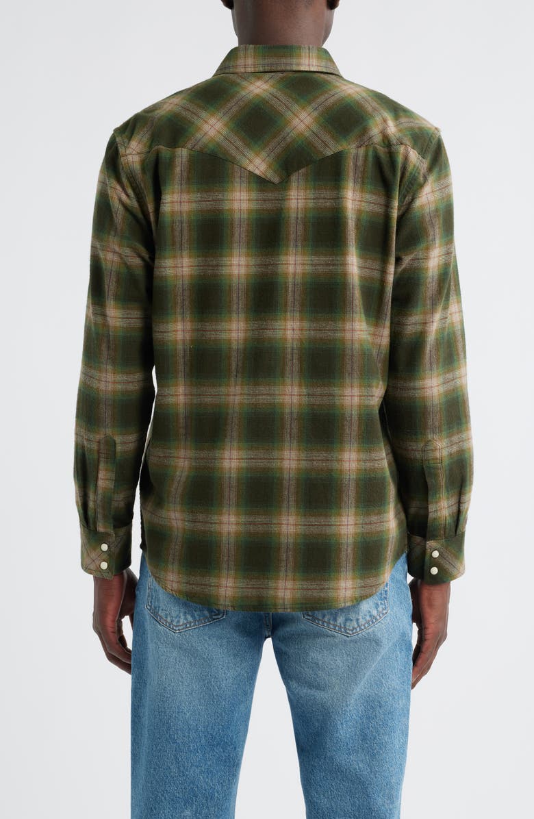 Pendleton Wyatt Plaid Cotton Snap-Up Shirt, Alternate, color, Olive Multi Plaid