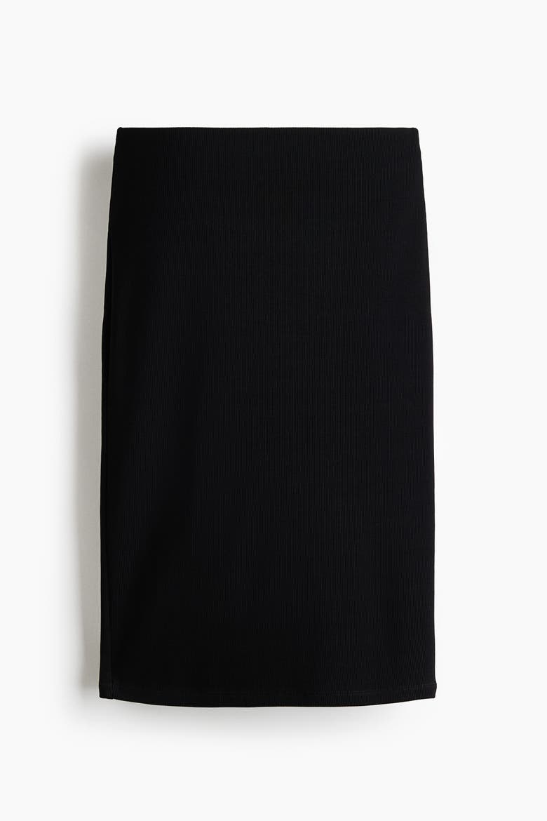 Ribbed Viscose Skirt, Alternate, color, Black