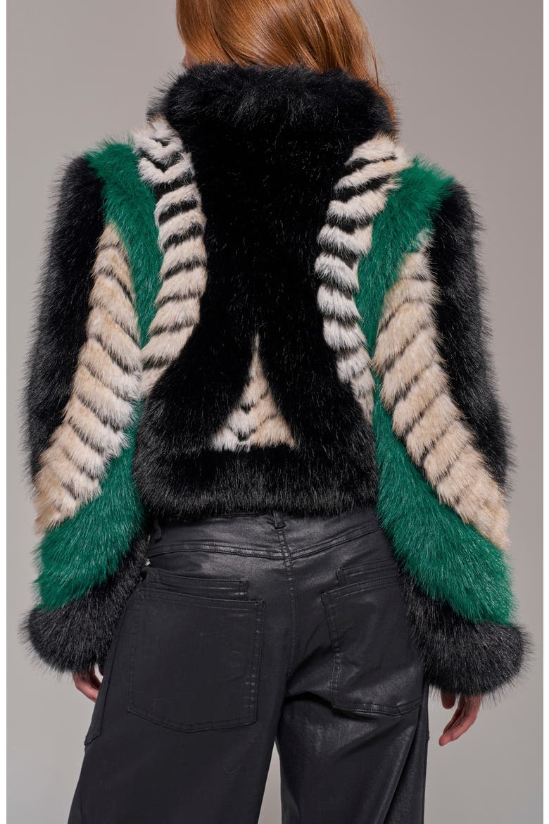 Vesper Faux Fur Jacket, Alternate, color, GREEN MULTI
