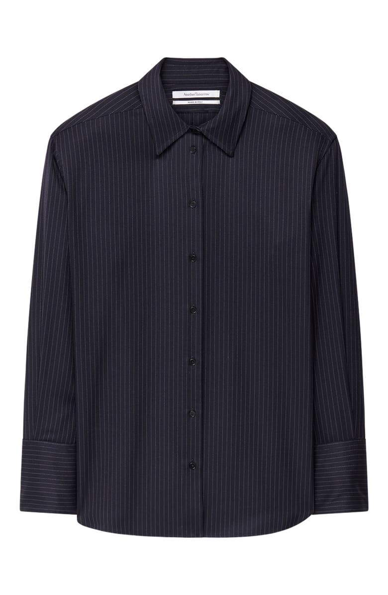 Another Tomorrow Relaxed Shirt, Alternate, color, Navy/Chalk