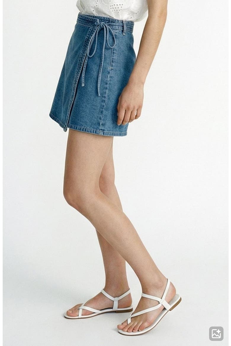 Liza Denim Wrap Miniskirt, Alternate, color, MEDIUM BLUE DENIM