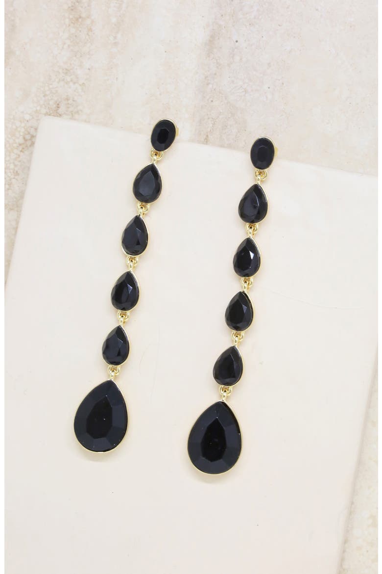 Teardrop Crystal Linear Earrings, Alternate, color, BLACK