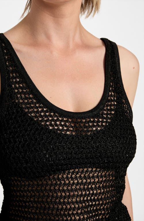 Guess Ava Open Stitch Tank In Black