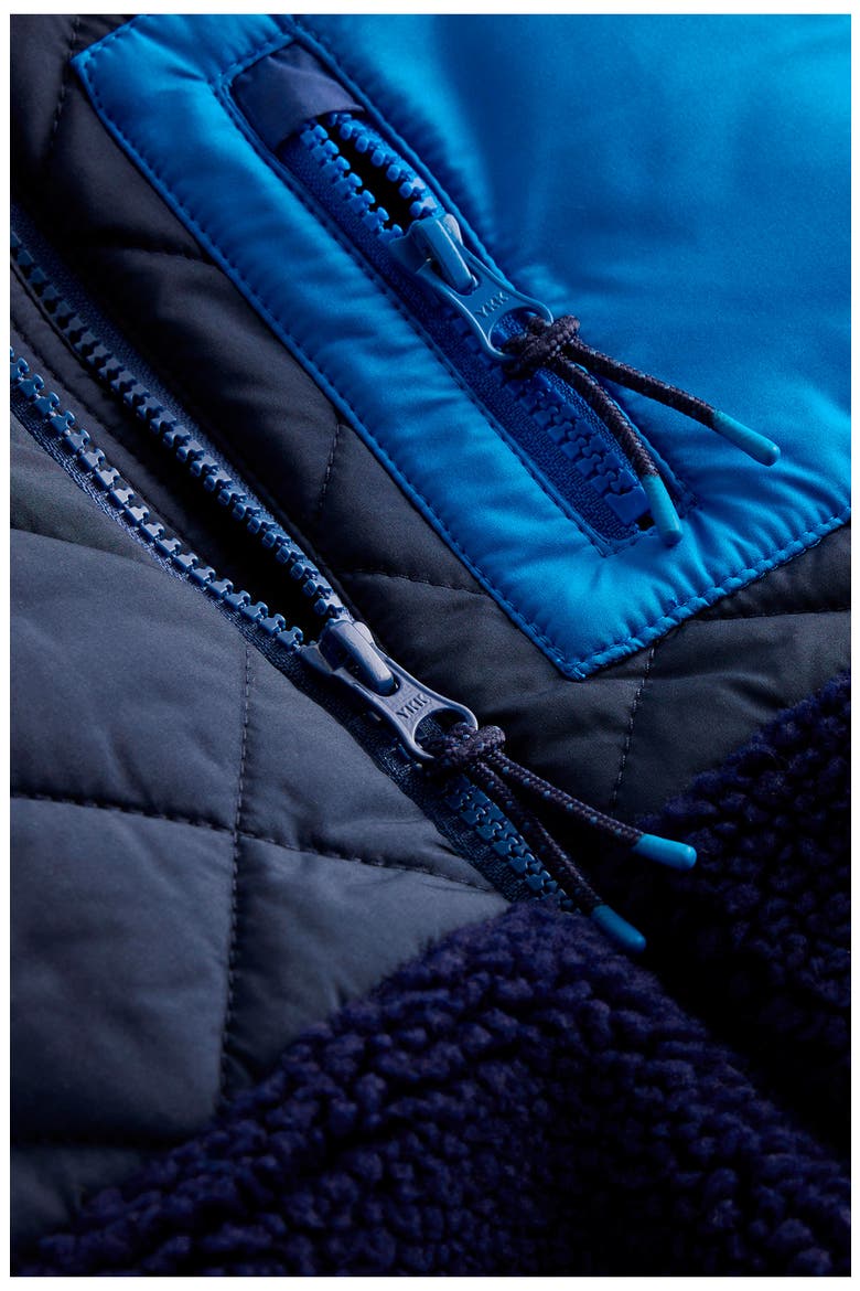 Kids' Quilted Borg Jacket, Alternate, color, FRENCH NAVY