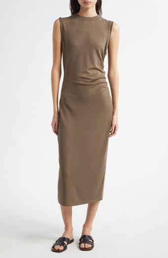 Vince Side Ruched Sleeveless Knit Midi Dress