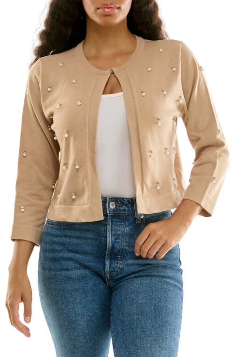 Faux Pearl & Rhinestone Bolero