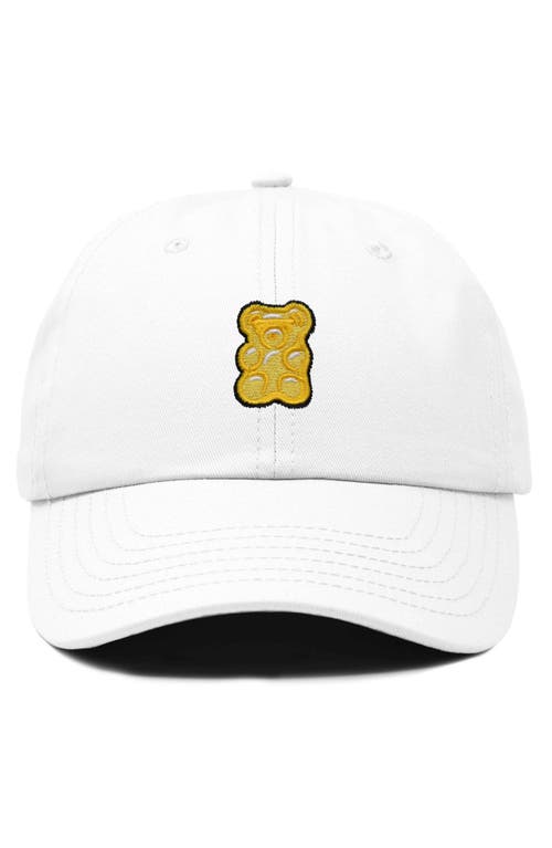 Dalix Yellow Gummy Embroidered Dad Cap In White